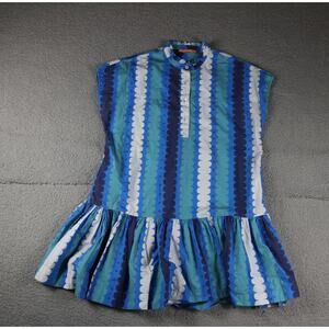 Oliphant Cap Dress Small Sleeve Mini Meko Blue Stripes Cap Sleeve Boho Hippie